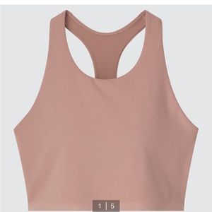Uniqlo racerback active wireless bra with inner lining in pink, crop top